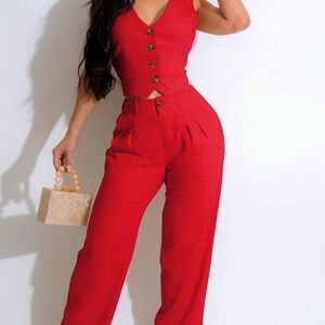 Elegant Red Women's Jumpsuit